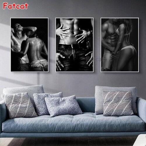 Sexy Men And Women 3 pcs set Diamond Painting full Square/Round Drill 5d diy diamond Embroidery Black White Love Triptyc PP1700