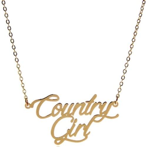 Stainless Steel Letter " Country Girl " Nameplate Name Necklace Teen Jewelry Delicate Charms for Women Nl-2382