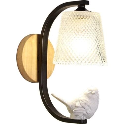 Nordic new creative birds personalized childrens room bedroom living room staircase aisle simple bedside wall lamp