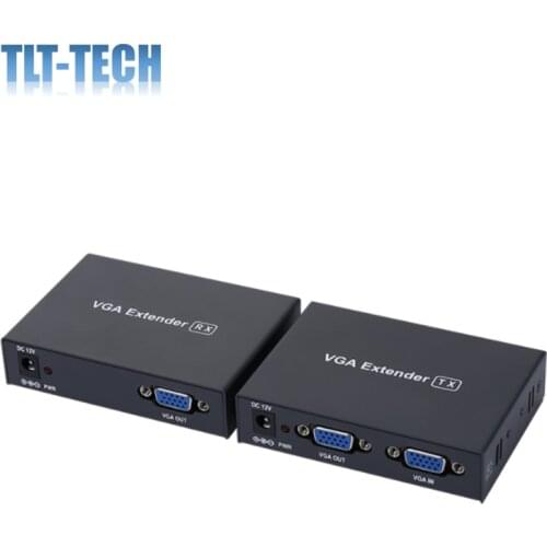 One pair 200M VGA extender Female To Lan Cat5 Cat5e RJ45 Ethernet Female Adapter Amplifier VGA Extender