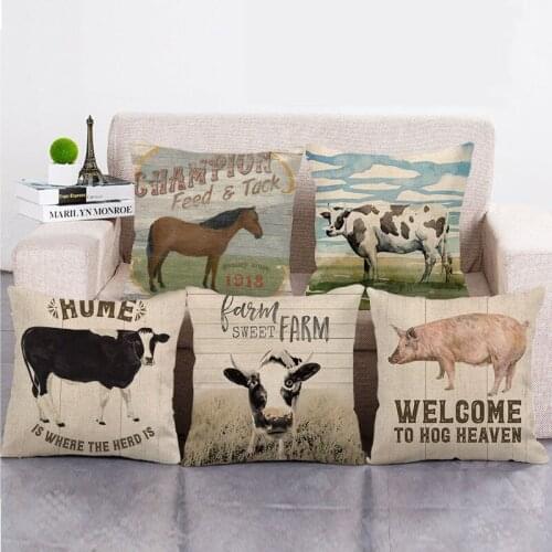 Wholesale 45cm*45cm Cartoon cow pattern Linen/Cotton Throw Pillow Covers Couch Cushion Cover Home Decor Pillowcase