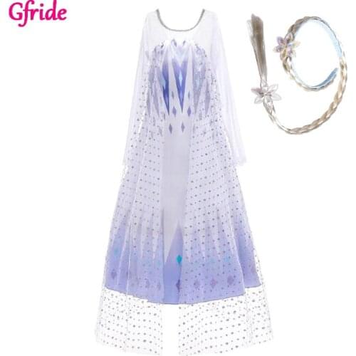 Snow Queen 2 White Girls princess Dress Up Christmas Carnival Clothes For Kids Costume Vestidos