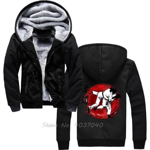 Judo Casual Fashion hoodie Comfortable Tracksuit Men Winter Thick Warm Fleece Zipper Sportwear Sweatshirts Harajuku