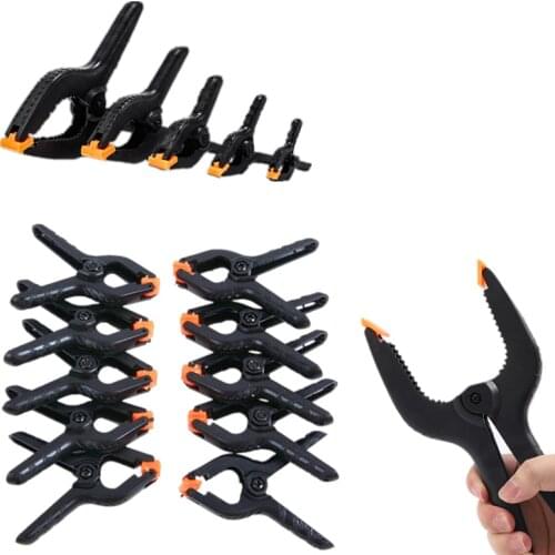 1PC Black Woodworking Spring Clamps 2/3/4/6/9 Inches DIY Tools Plastic Nylon Toggle Clamp for Woodwork Spring Clip Photo Studio