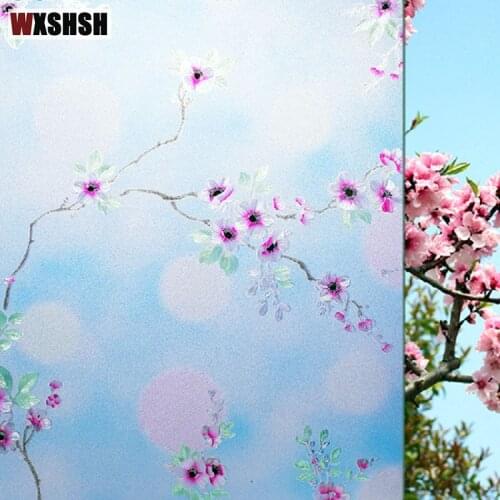 Peach Blossom Pattern Static Cling Glass Film PVC Frosted Home Decals Stained Private Drop-Shipping Heat Insulation Window Foil