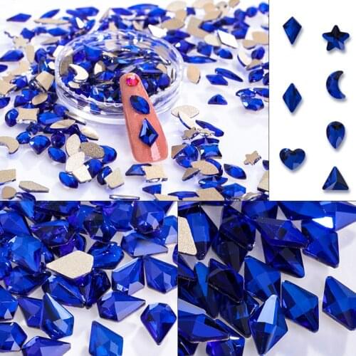 Astrobox Blue Various Shapes Flatback Crystal Rhinestone For Nail Art Rhinestone Glue On Clothes Phone DIY Clothing Accessories