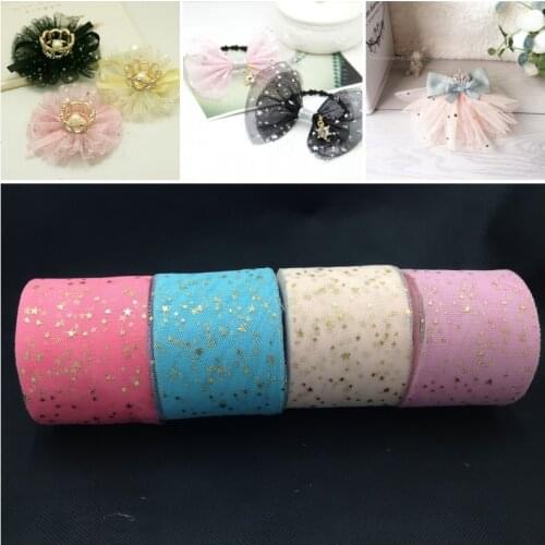 22m/Lot) 6cm Star Confetti Glitter Tulle Mesh Roll Spool Tutu Pom Soft Squine Tulle DIY Wedding Birthday New Year Decoration