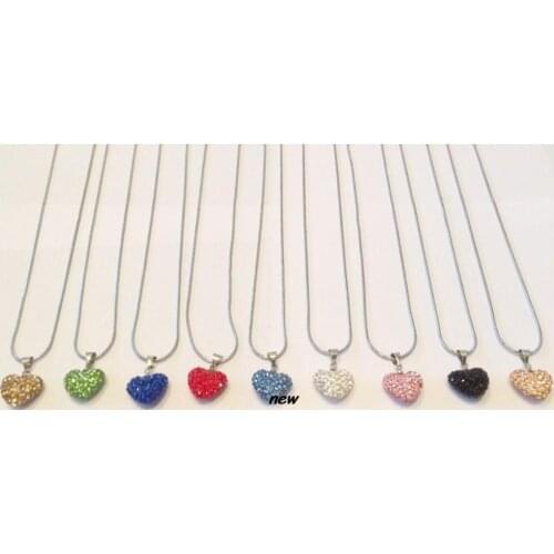 Fgt34on 16 inch mix Silver Plated Heart Necklace Pendant Snake Chains women men gift crystal