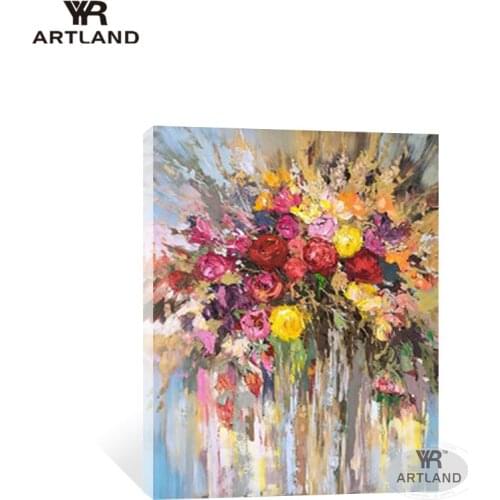 YYR-ARTLAND High quality abstract flowers Handmade oil painting on canvas wall hanging picture for living room bedroom unframed