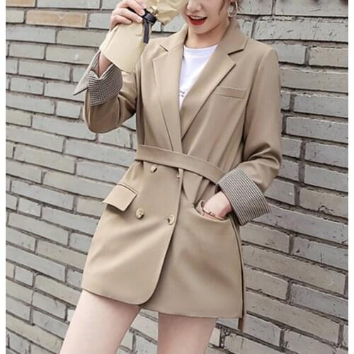 2020 autumn casual temperament wild belt long-sleeved suit jacket casual office ladies professional wear