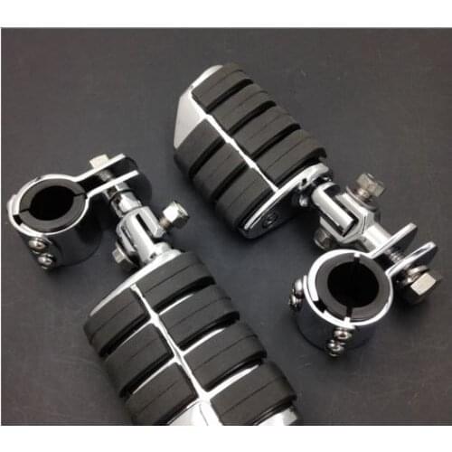 1" ~ 1 1/4" Dually Highway Foot Pegs Clamps For Harley Sportster 883 Honda Goldwing 1800 SUZUK KAWASAKI Chopper Bobber Cruiser