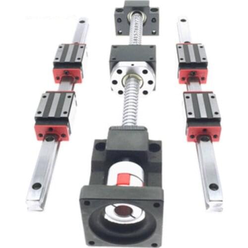 1Set 200-600mm 1605 Ball Screw Nut Set Linear Guide Screw Nut Sliding Table Module BK/BF10 End Support Mount For CNC Parts