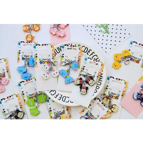 10Set/Lot Anime Mickey & Minnie Keychain Toys Anime Action Figures Wood Collection Pendant toy Free Shipping