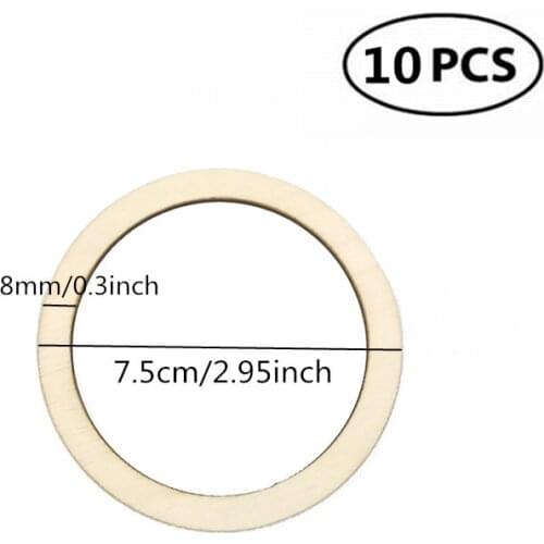 10pcs 7.5cm Wood Rings Wooden Rings Circles for DIY Pendant Connectors Jewelry Making Wedding Christmas Decor