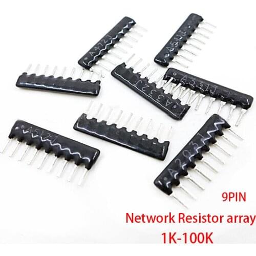 10pcs DIP exclusion Network Resistor array 9pin 47 100 220 330 470 510 680 1K 1.2K 1.5K 2K 2.2K 3.3K 4.7K 5.1K 5.6K 10K 100K ohm
