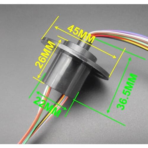 10Pcs X 12 Lead Wires 250Rpm 22mm 2A Per Circuits Small Capsule Slip Ring 1000M/500VDC 220V/AC Engineering Plastics 360 Degrees