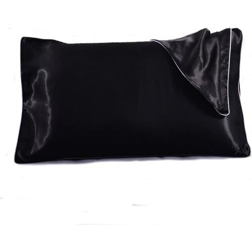 2pcs Stain Silk Pillowcases Black Pillow Case without Zipper for Hair and Skin Hypoallergenic poszewki na poduszki