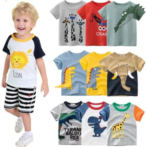 2021 Animal baby short sleeves cotton clothes summer childrens clothing boy teenage clothing boys clothes