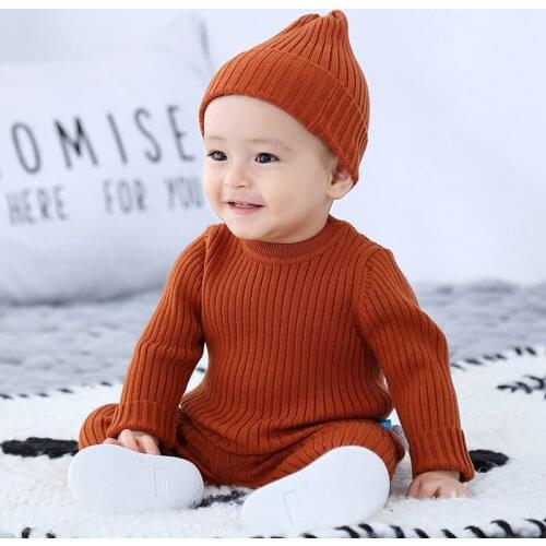 3Pcs Baby Clothes Set Unisex Winter Babies Sweater Suits 3Pcs Knitted Baby Clothes Hat Sets Infant Baby Boy Clothes