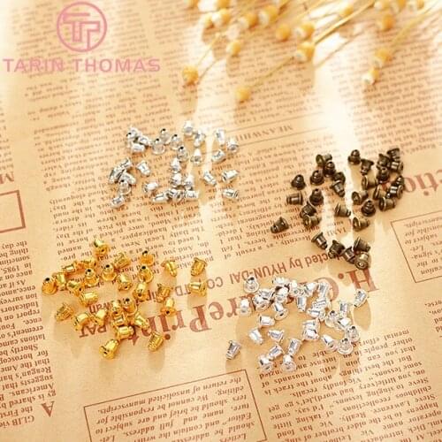 100PCS 6*5MM Iron and Brass Cover Rubber Bullet Style Earring Back Stopper Diy Jewelry Findings Accessories Wholesale