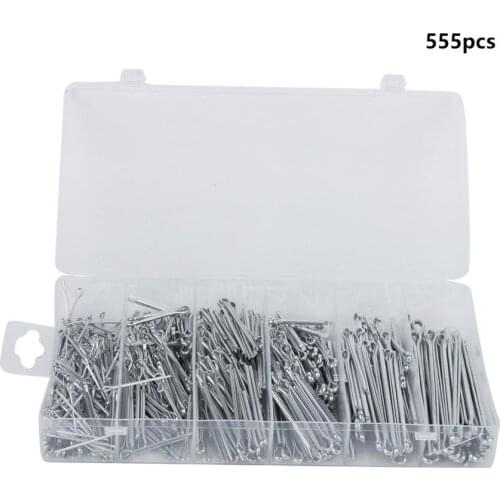 555pcs Cotter Pin Assortment Kit Split Pins Fasteners Parts Tool Kit with Large Industrial Storage Case