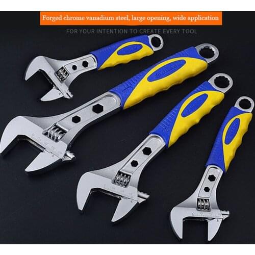 6-12 inch Chrome Vanadium Wrench Multifunction Ratchet Wrench Large opening Adjustable Wrench Spanner for Aotu Repair Tools