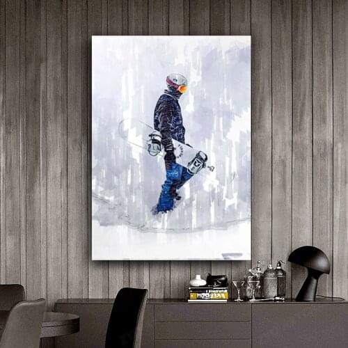 Snowboarder Abstract Painting Surrealist Home Decor Canvas Painting Modern Wall Art Posters And Printing