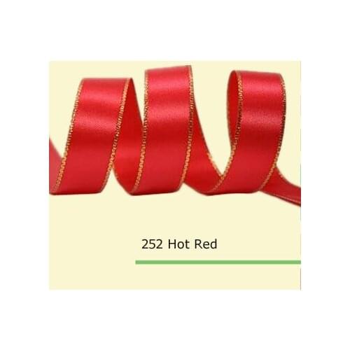 1-1/2"(38mm) Gold Metallic Edge Satin Ribbons 35colors in stock