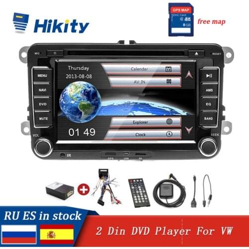 Hikity 2 din Autoradio 2din 7" DVD Multimedia Player GPS Navigation FM CD MP3 MP5 Auto Stereo For Volkswagen Golf Free GPS MAP