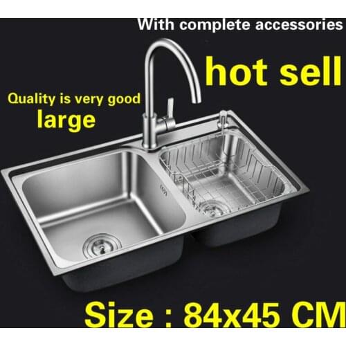 Free shipping Standard large kitchen sink 0.8 mm thick 304 stainless steel normal groove hot sell 84x45 CM