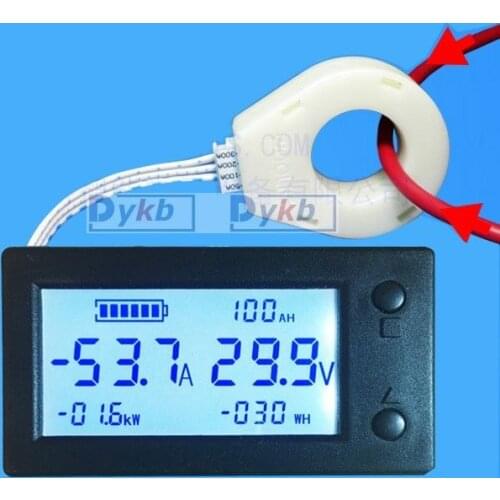 DYKB Hall Digital Meter DC 0~300V 50A 100A 200A 400A /999AH/999KW/999KWH Coulometer Battery Tester Lead-acid/Lithium batteries