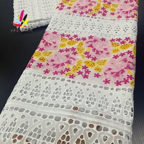 Flower Cotton Dry Lace Fabric Blue Color African Nigerian High End Quanlity Embroidery New Style Design for Dress