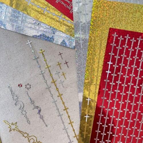 Korean Star Moo Personalized Cross Laser Sticker DIY Scrapbooking Idol Card Decokawaii Stationery Decorative Stickers Aesthetics