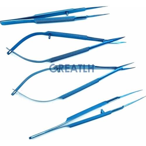 12.5cm scissors Ophthalmic Needle holders tweezers eye instruments ophthalmic 4pcs/set