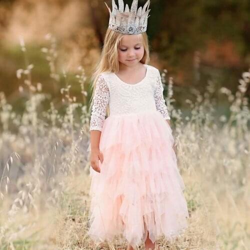 Winter Long Sleeves Kids Dresses For Girs Casual Wear Flower Girls Dress Princess Dress Daily Party Clothes Childrens Clothing