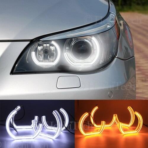 For BMW E60 E61 520i 525i 530i 540i 545i 550i M5 Pre LCI 2003-2007 Crystal DTM Style LED Angel Eyes Light Turn Signal Halo Ring
