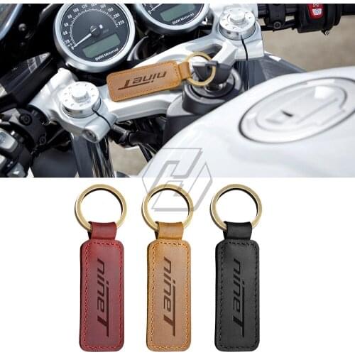 For BMW Motorrad R Nine T Pure Nine-T Motorcycle Cowhide Keychain Key Ring