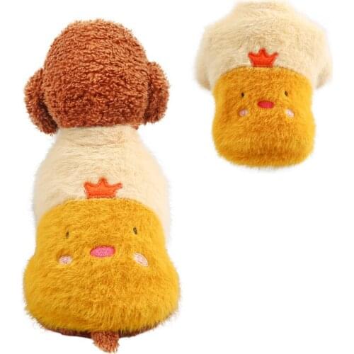 Cute Cartoon Pet Coat Winter Soft Fleece Dog Cat Sweatshirt O-neck Puppy Hoodies Sweater Jacket For Small Dogs Bulldog Outfits