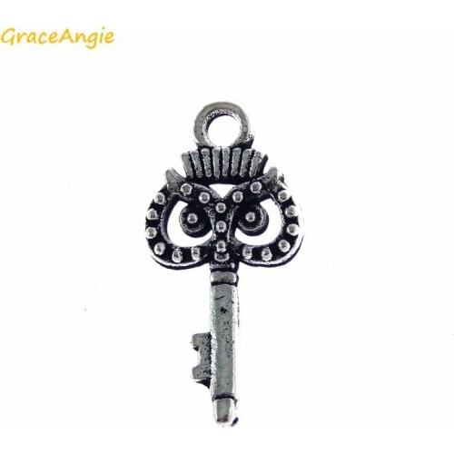 GraceAngie 50pcs Wholesale Antique Old Fashion Shape Owl Head on Top Pendant Charm for Handmade Key Chain Necklace