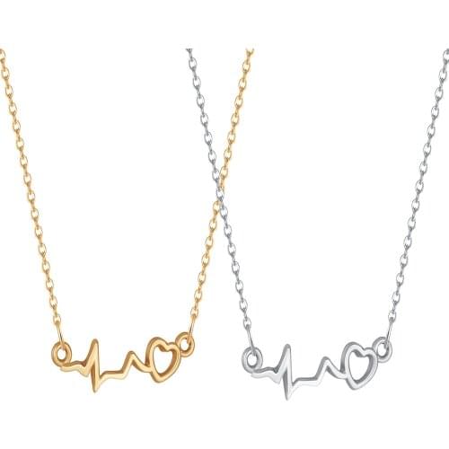 Kinitial Fashion Heartbeat Necklace For Women Girls Love EKG ECG Medical Gifts Nurse Doctor Choker Gift Personnality Colier