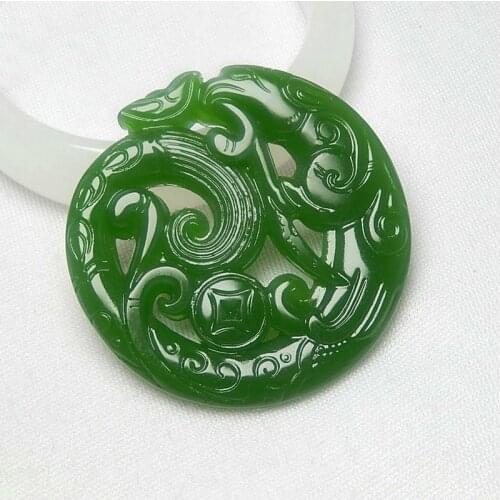 Natural GreenHand-Carved Jade Dragon Pendant with Double-sided Hollow-out Ancient Chinese Costume Accessories AntiqueWaist Jade