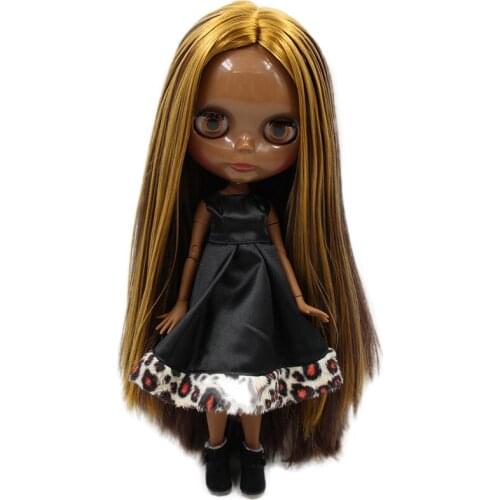 ICY DBS Blyth doll No.BL0635/0222 golden mix brown hair JOINT body Super Black skin 1/6 BJD Neo 30cm