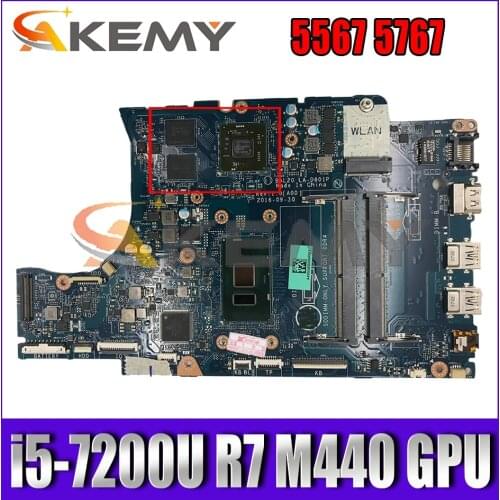 BAL20 LA-D801P Mainboard For DELL Inspiron 5567 5767 Laptop Motherboard CN-0KFWK9 0KFWK9 With i5-7200U R7 M440 GPU 100% Tested