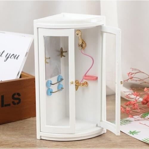 1set Miniature 1:12 Dollhouse Miniature Furniture Simulation White Bathroom Shower Room New 1/12 for Doll House Decoration