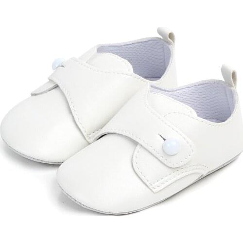 Fashion Brand Footwear Newborn Baby Boy Crib Shoes Toddler Leather Casual Buttons Loafers Infant Solid Shoe for Learning Walking