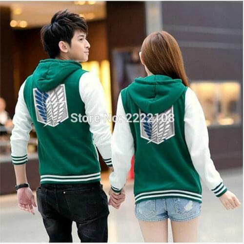 Cheap Cosplay Anime Costumes Shingeki No Kyojin Attack On Titan jacket Scratched Velvet casual hoodies Sweatshirt for couples