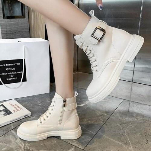 Fall 2021 new round toe flat Martin boots womens fashion short tube outdoor comfortable womens Cotton shoes ankle boots