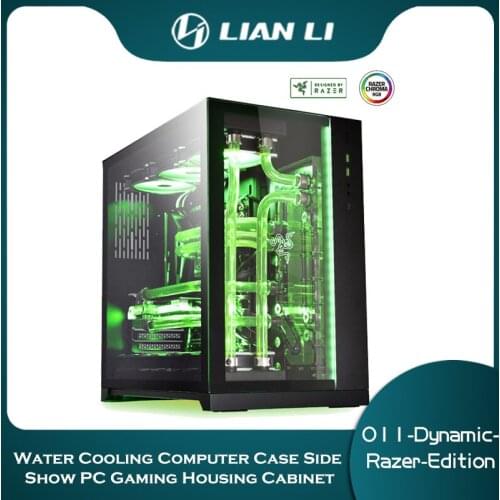 PC-O11-Dynamic-Razer-Edition Water Cooling Computer Case Side Show PC Gaming Housing Cabinet, ARGB SYNC Front Panel