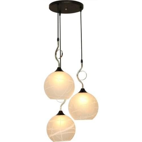 Modern Dining Room Pendant Lighs Round Top 3 Lights White Glass Bar Counter Pendant Light Stairs Pendant Fixture