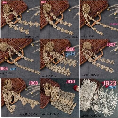 ASHION different style golden water soluble embroidery crown lace trim flower lace fabric islamic headscarf hair accessories